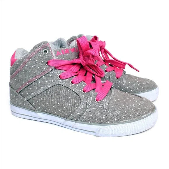 Airwalk Shoes Airwalk Girls Hitop Gray Polkadot Sneakers Pink